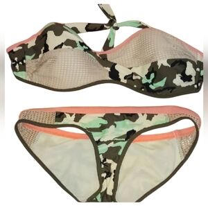 Body Glove Green and Black Bikini Sporty Camouflage